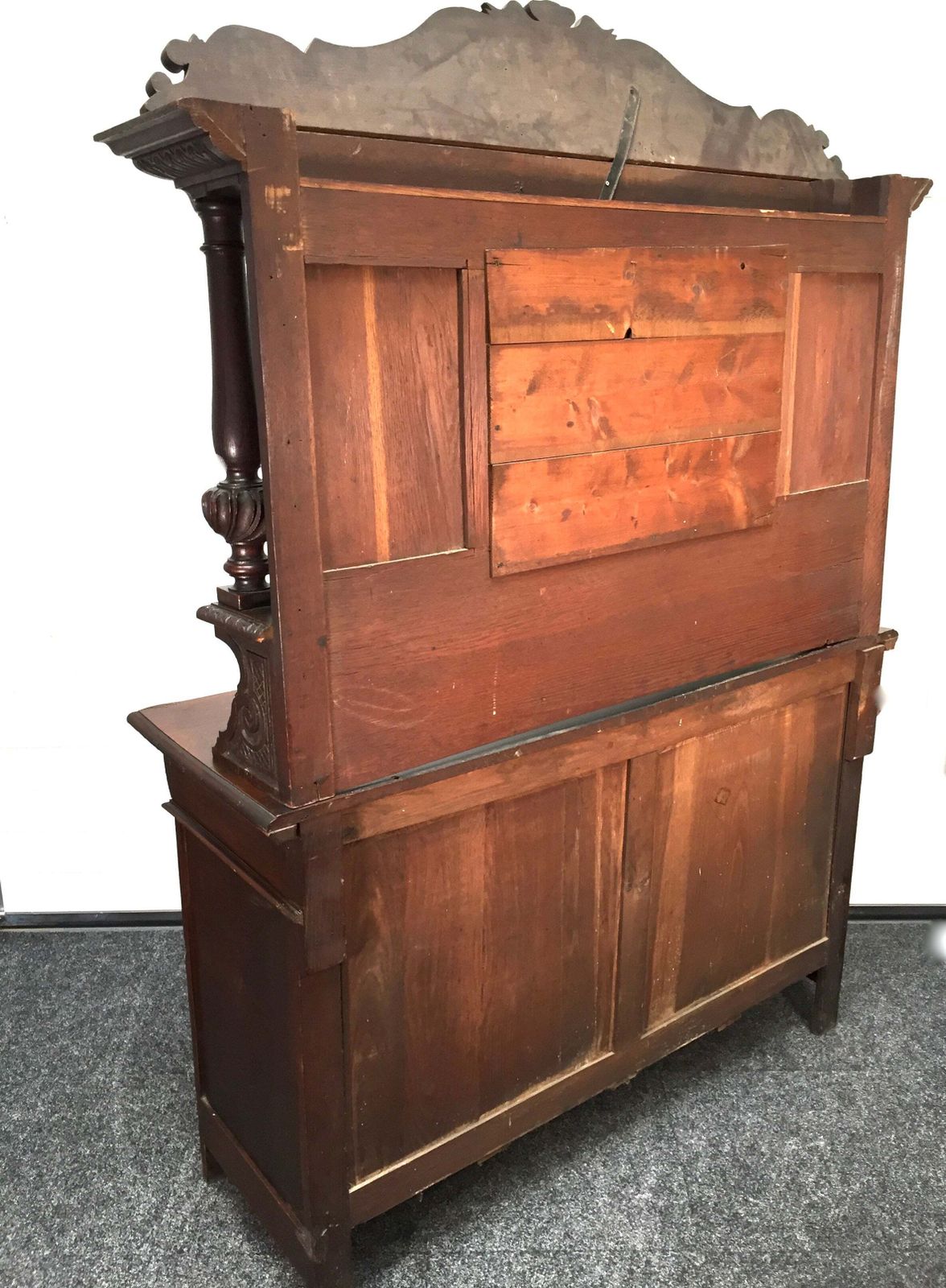 photo for sale Antique 19th Century Carved Wooden Oak Green Man Dresser Sideboard With Mirror