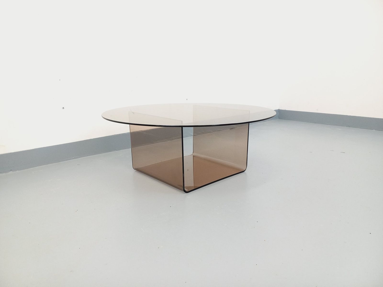 Round Space Age Coffee Table In Smoked Glass And Plexiglass photo furniture