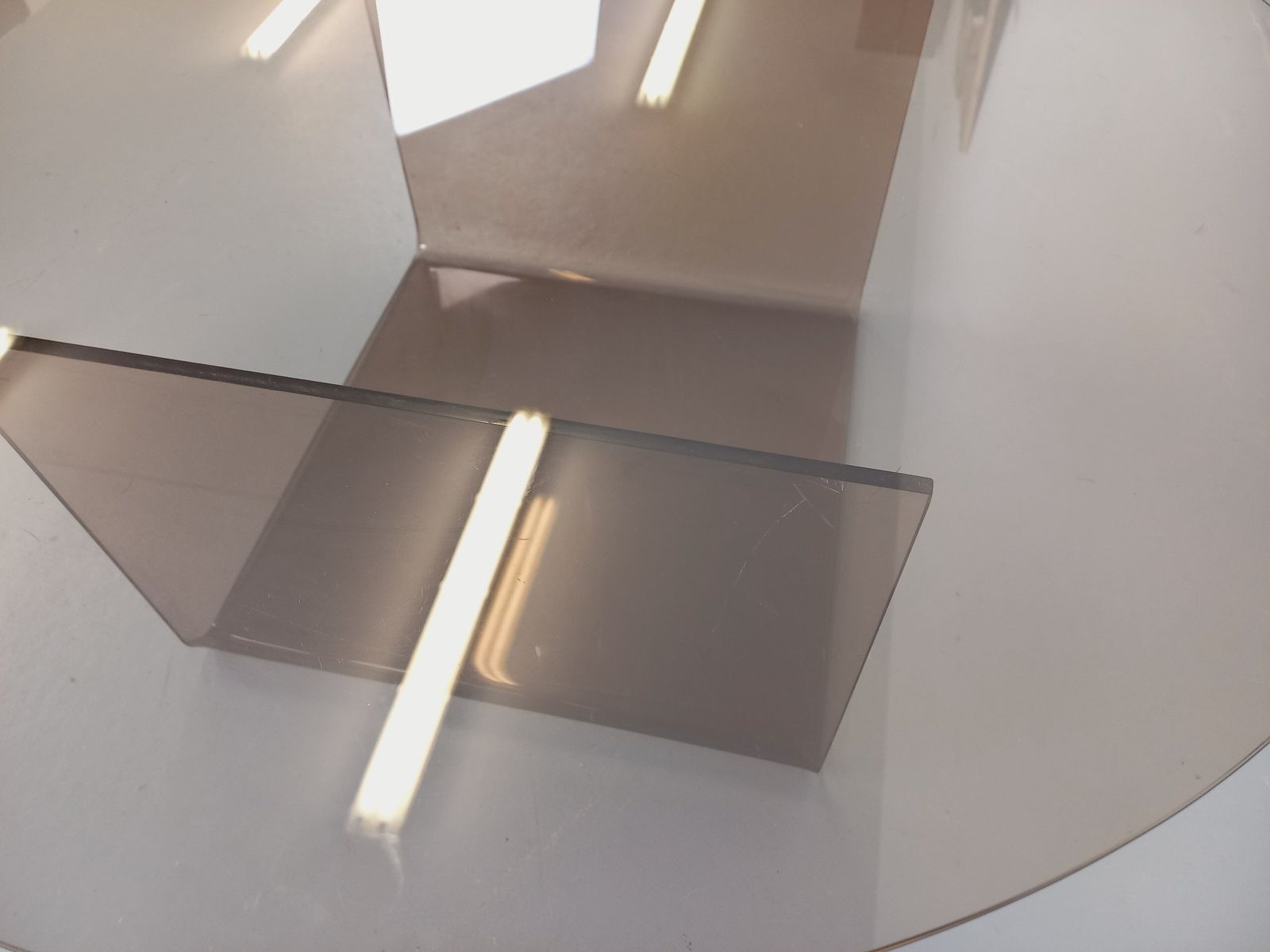 Furniture Round Space Age Coffee Table In Smoked Glass And Plexiglass photo