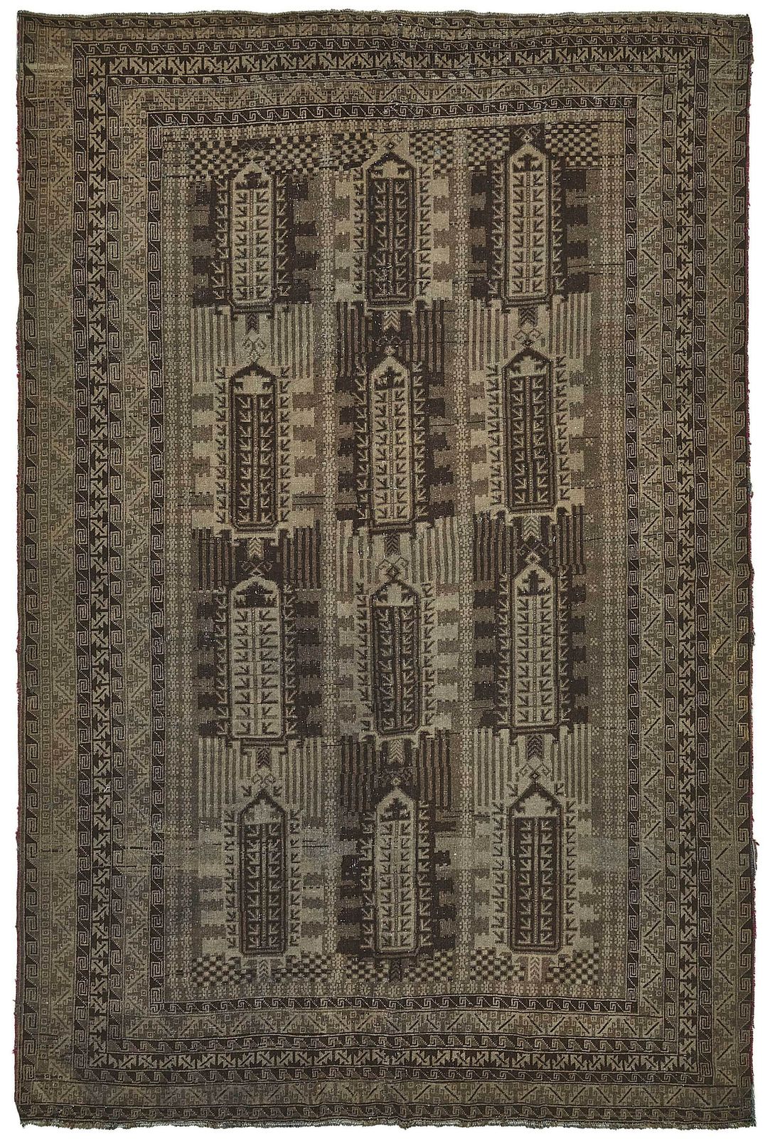 6x10 Beige Antique Afghan Mauri Rug   50135