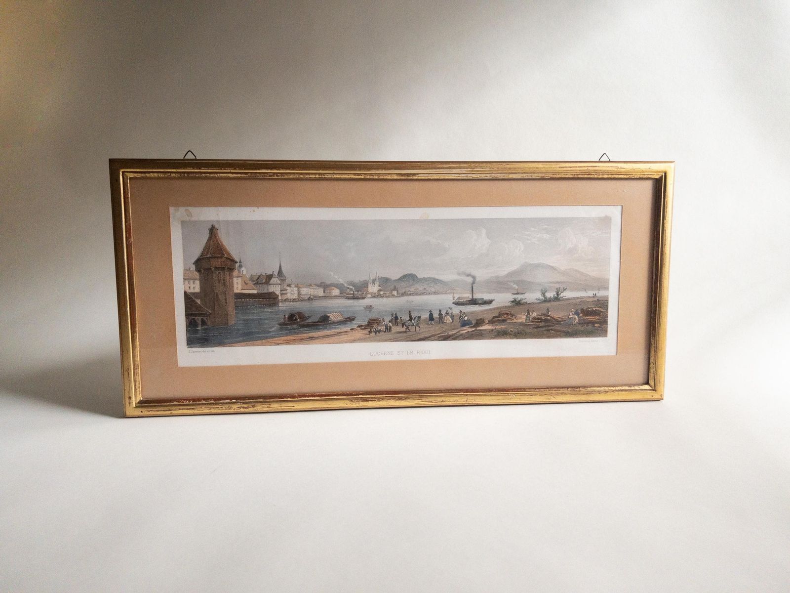 Rare Swiss Lithographs: Lucerne By Jean Jacottet | 1960s Blanchoud Edition | Framed Vintage Art, Pair photo vintage