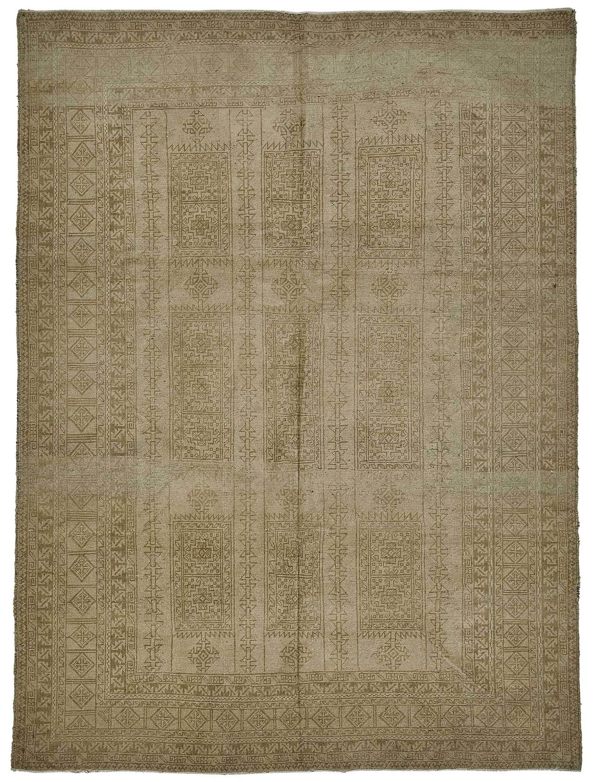 Tapis afghan Kunduz d'époque, beige, 6x9 - 50139