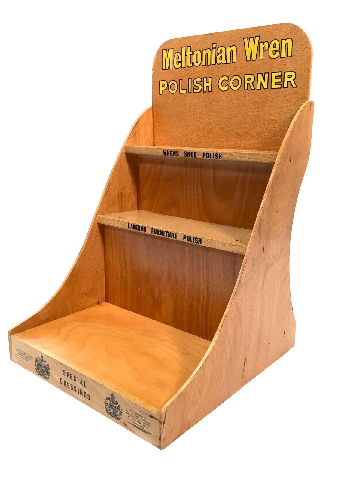 Vintage Advertising Tabletop Shop Display Stand For Meltonian Wren Shoe Polish photo vinterior
