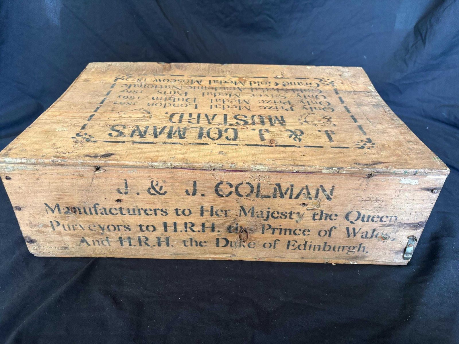 Antique Colman's Mustard Wooden Box Shop Display With Tins And Jars photo vintage