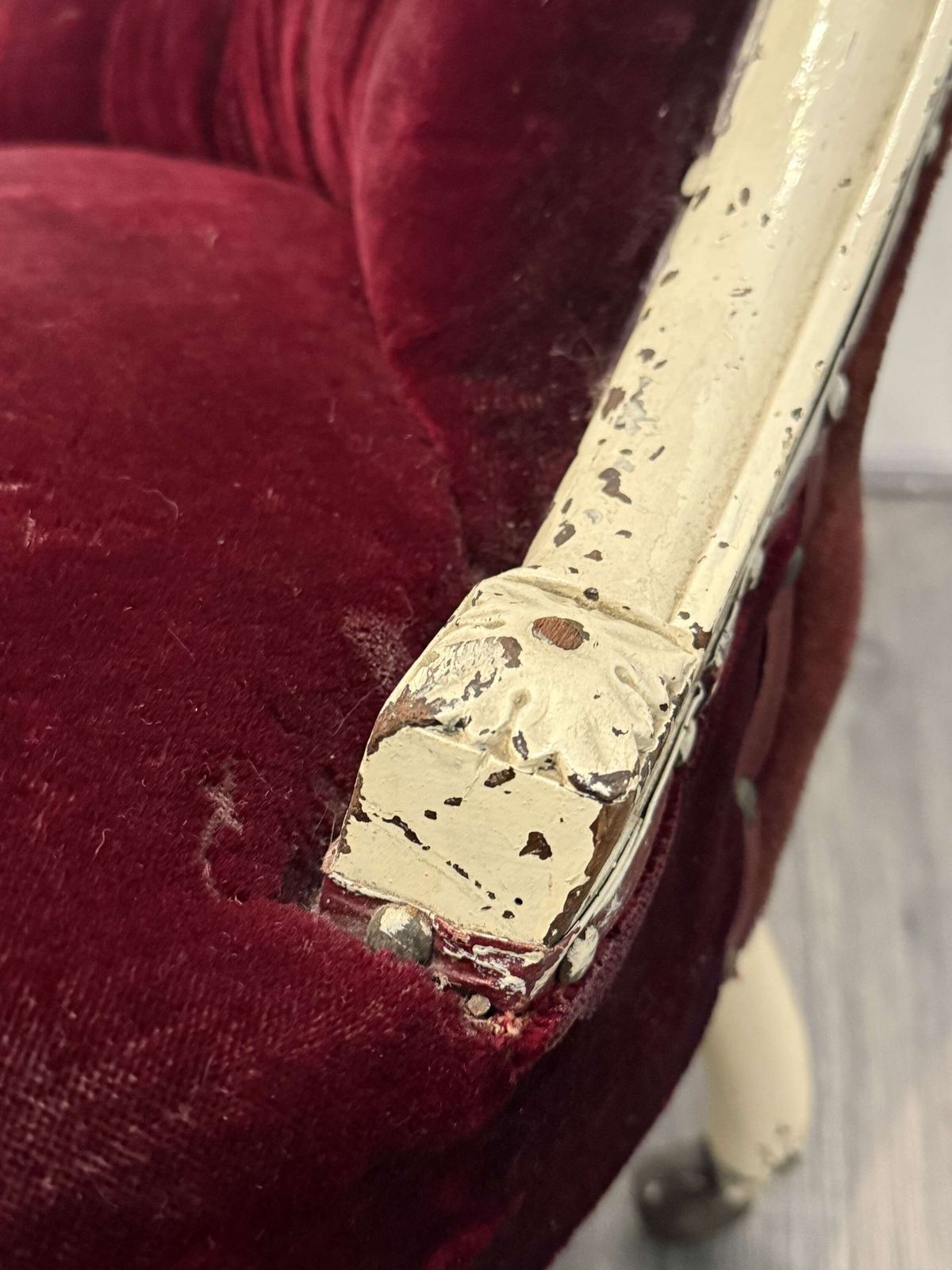 Furniture Victorian Red Velvet Chair, 1800s photo