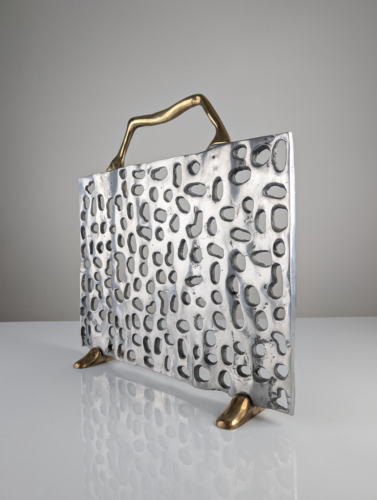 Sculptural Spark Arrestor In Brass And Aluminum By David Marshall, 1980s photo furniture