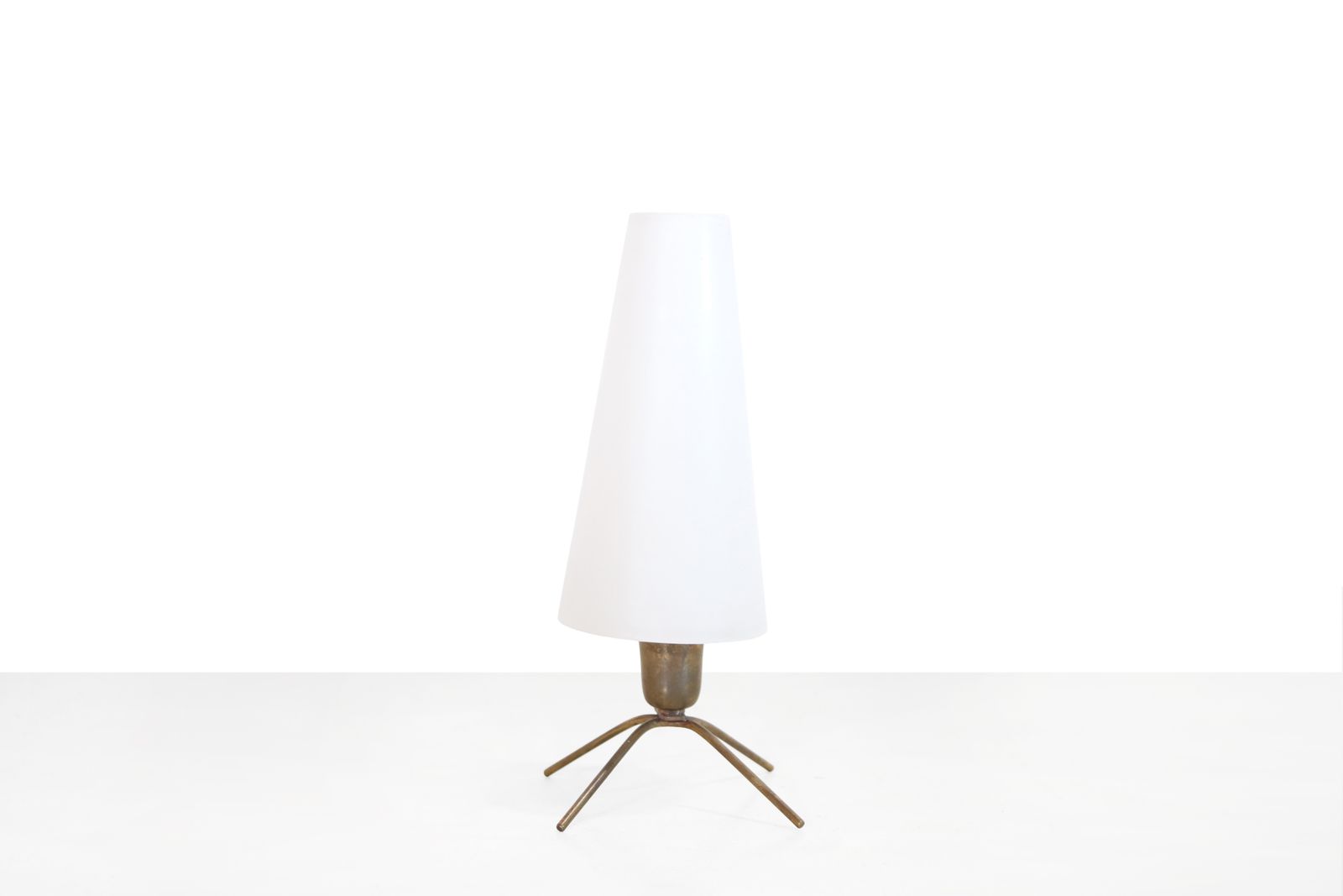 Italian Vintage Table Lamp By Stilux Milano In Brass And Opaline Glass