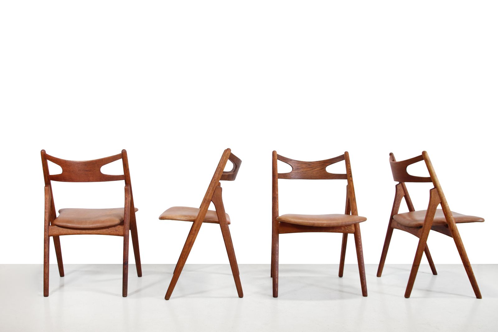 Set Of 4 Oak Hans Wegner Sawbuck Model Ch29 Chairs By Carl Hansen And Son photo furniture