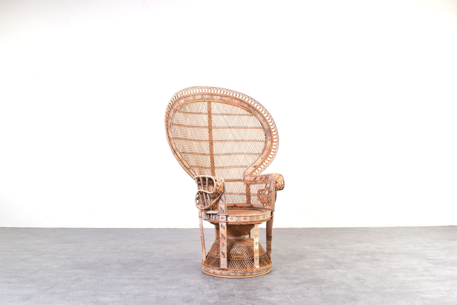 Mid Century Wicker Peacock Emmanuelle Chair From Kok Maison, 1970s photo furniture