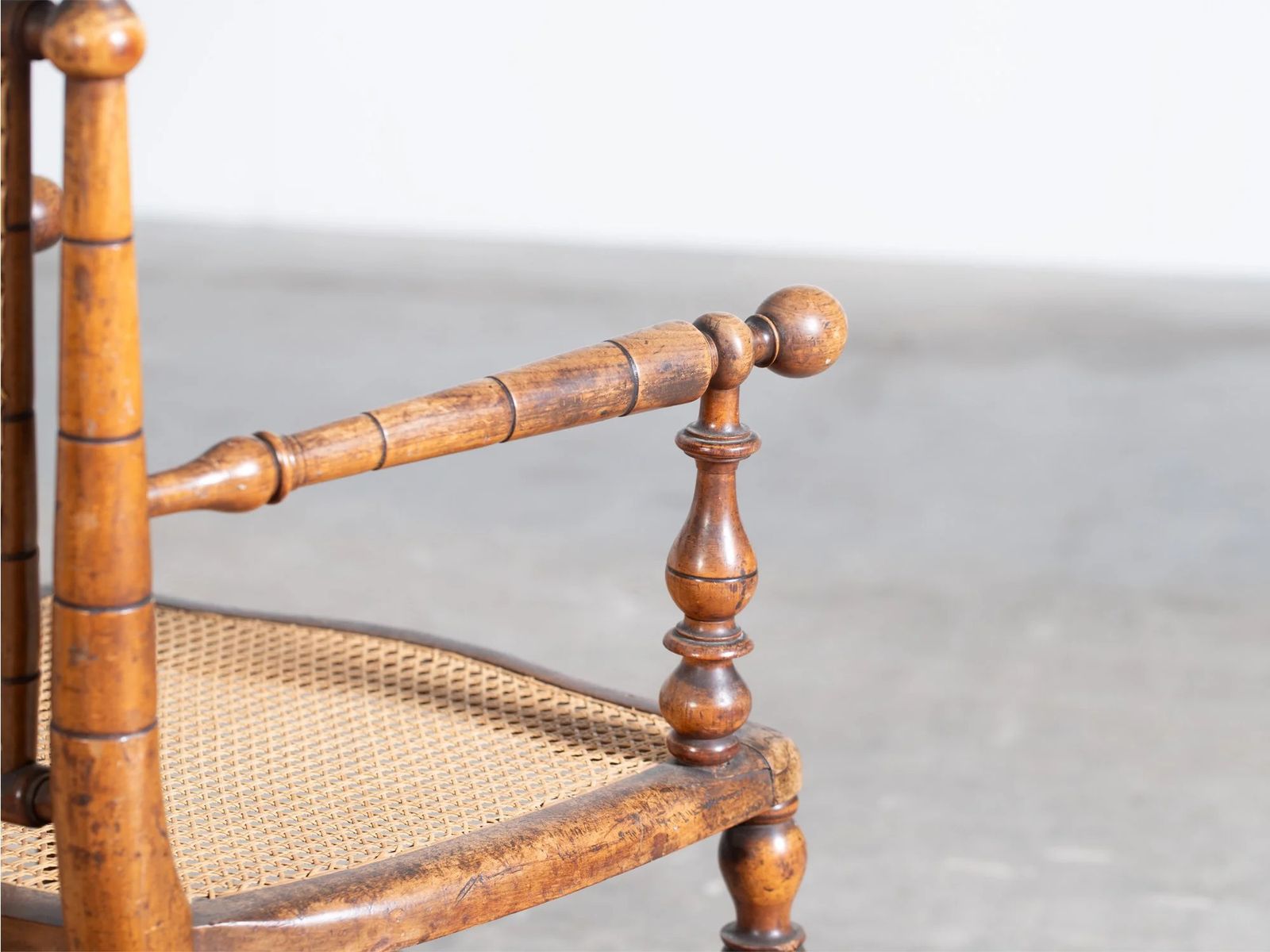 Caned Faux Bamboo Armchair, 1800s photo 240.0