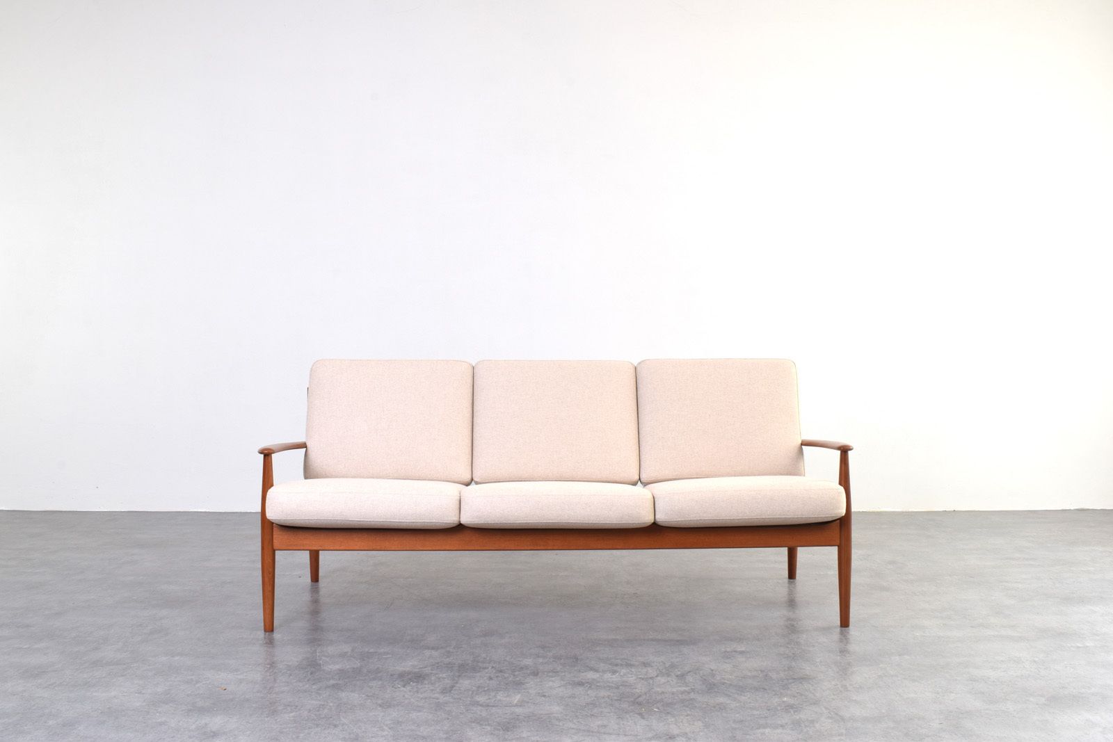 Mid Century Danish Teak & Wool Sofa By Grete Jalk For France & Søn photo for sale