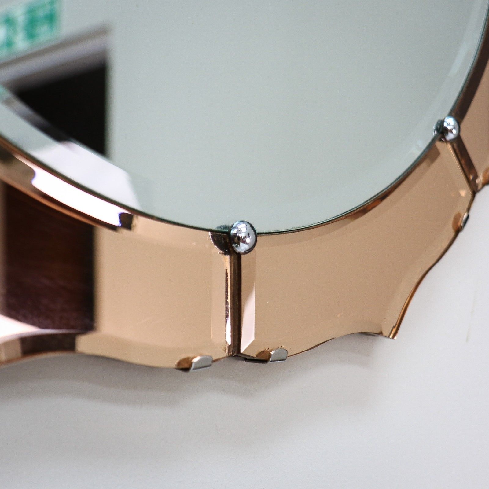 Home Decor Art Deco Wall Mirror Round With Petal Shaped Bevelled Edge photo