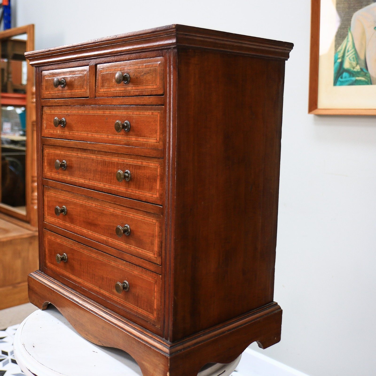 Chest Of Drawers Apprentice Salesman Piece Inlaid Mahogany photo 595.0