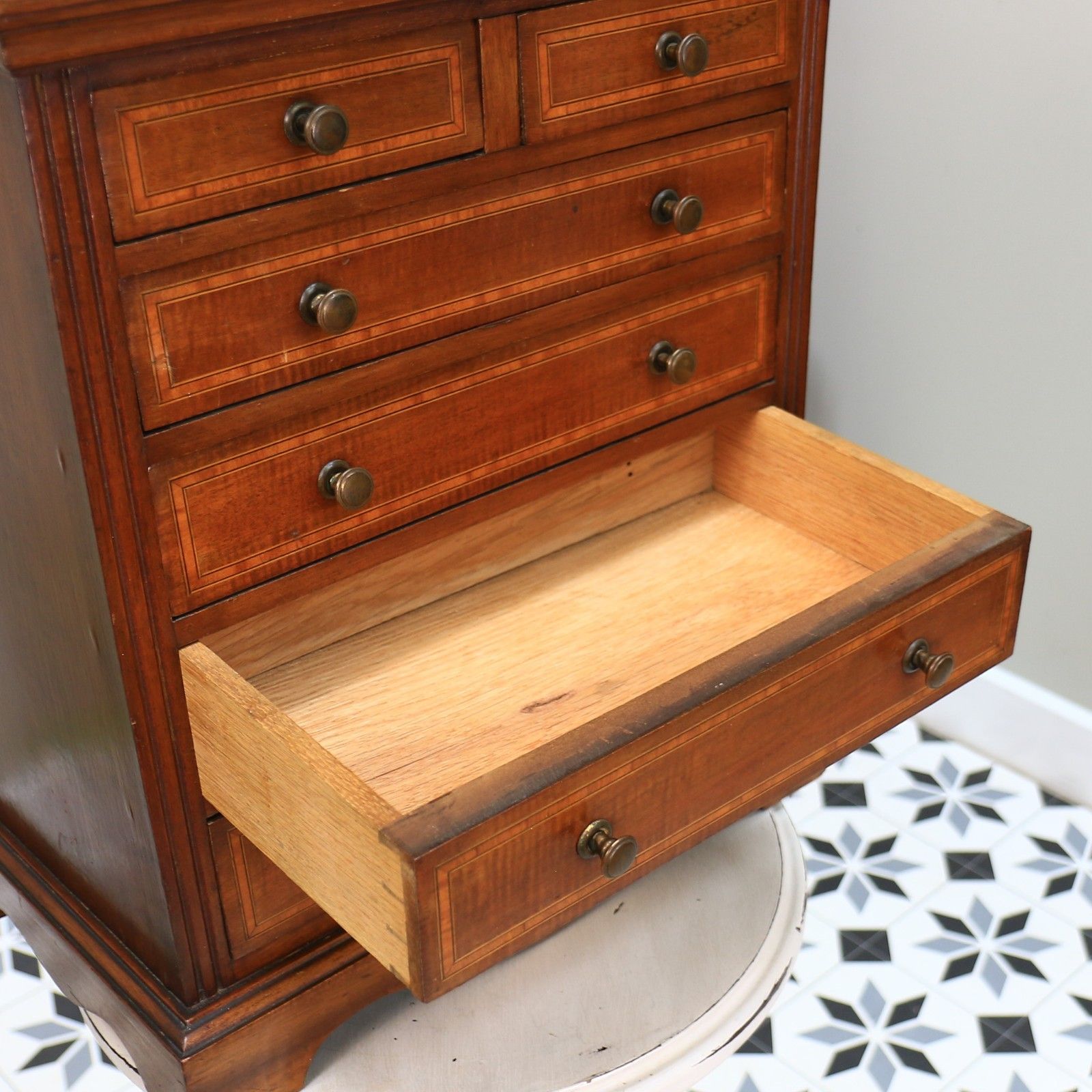 photo for sale Chest Of Drawers Apprentice Salesman Piece Inlaid Mahogany