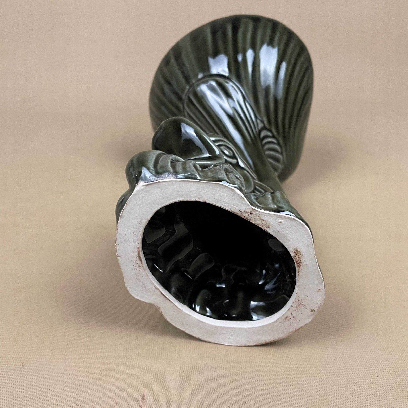 Vintage Ceramic Pedestal Bowl Soap Dish Koi Fish Shell Dish Green Trinket Bowl Bathroom Decor photo buy