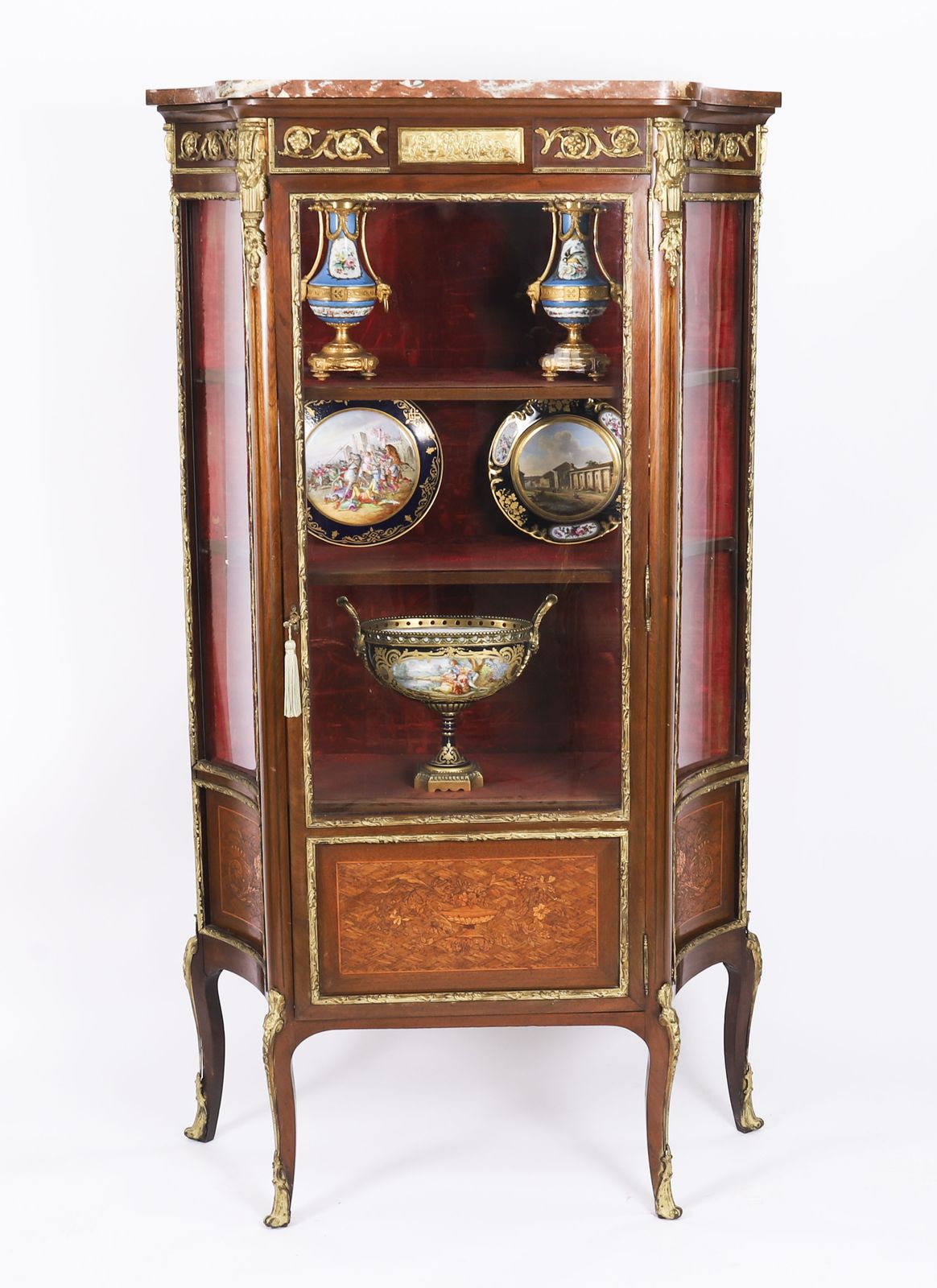 Antique French Louis Revival Parquetry Display Cabinet C1870  19th C