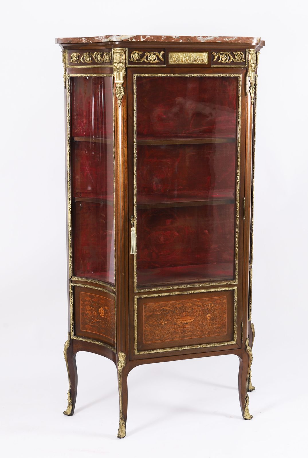 Antique French Louis Revival Parquetry Display Cabinet C1870  19th C photo furniture