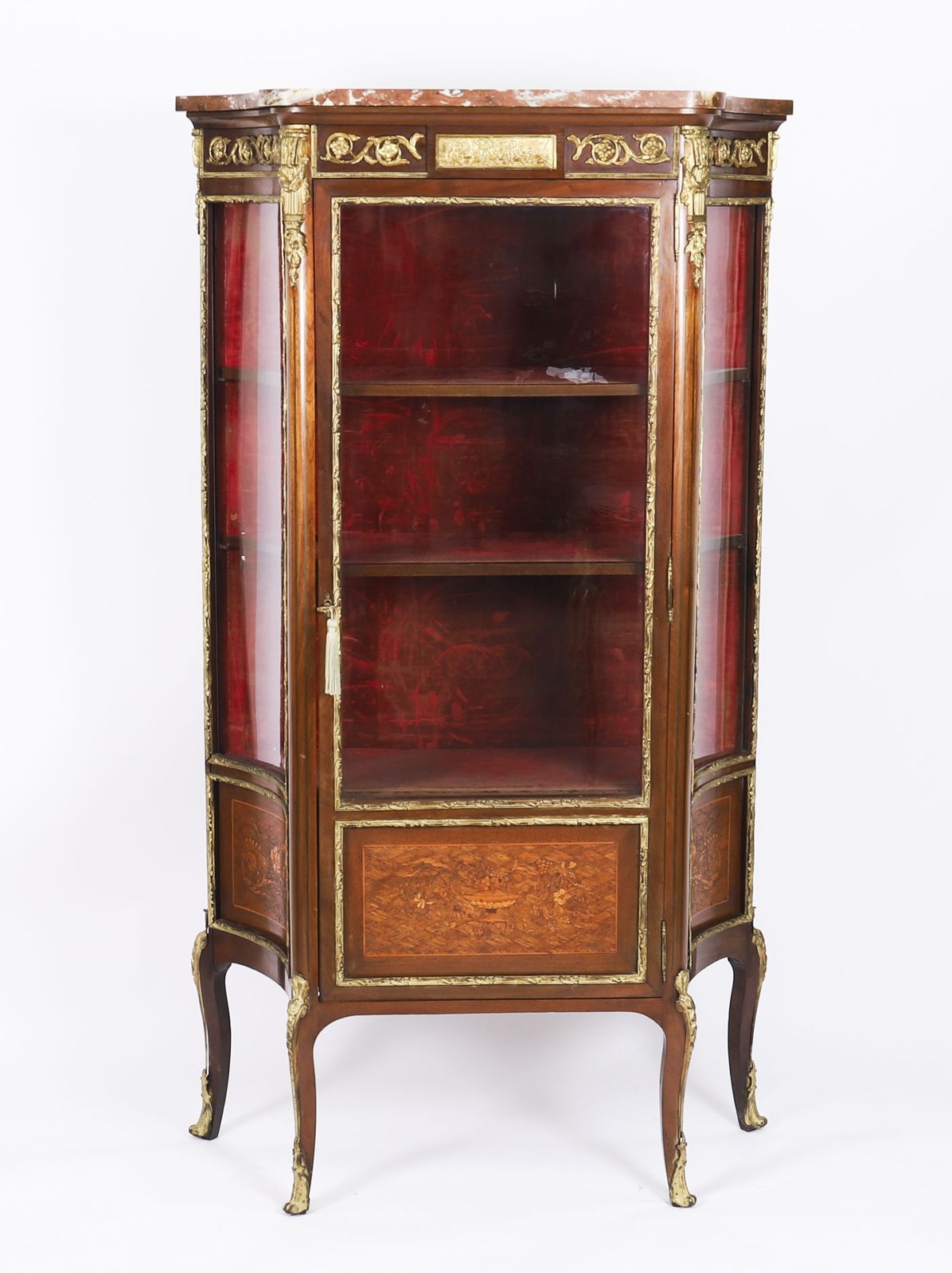 Antique French Louis Revival Parquetry Display Cabinet C1870  19th C photo for sale