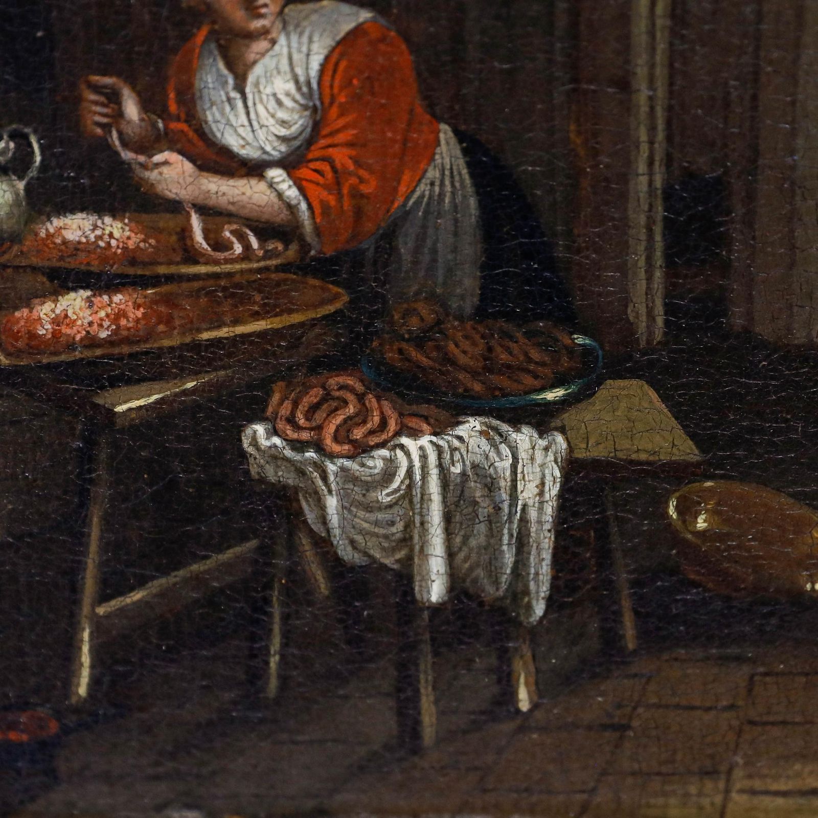 Dutch School 19th Century Oil Making Sausages photo 395.0