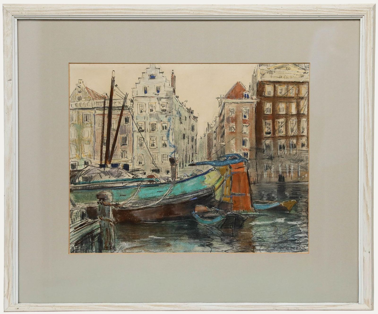 Sam Van Beek (1878 1957) Mixed Media, View Towards The Guldehandsteeg
