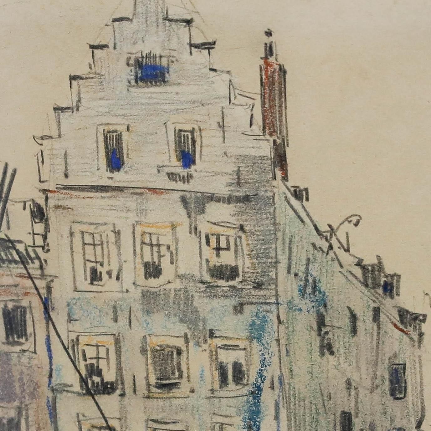 Sam Van Beek (1878 1957) Mixed Media, View Towards The Guldehandsteeg photo Art