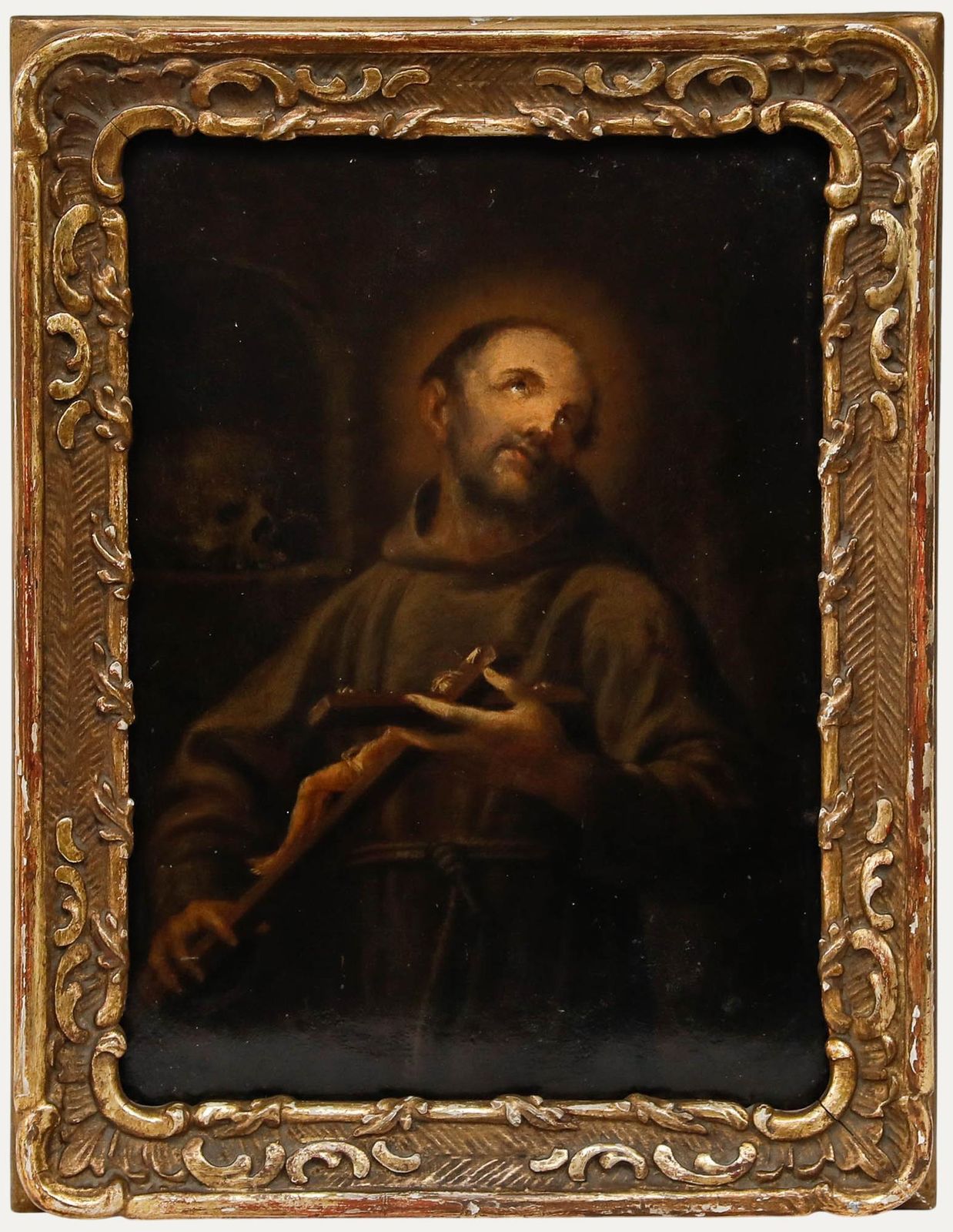 Spanish School 17th Century Oil St. Francis Of Assisi In Ecstasy