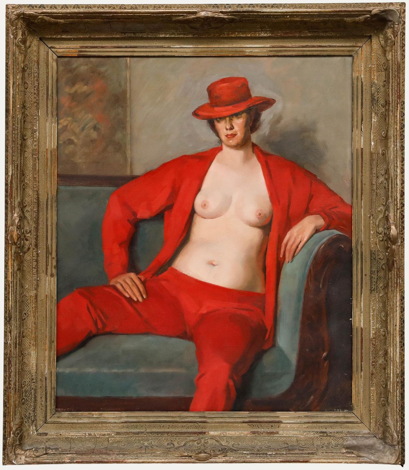 Attrib. Robert Van Cauwenberghe (1905 1985) Framed Oil, The Red Ensemble