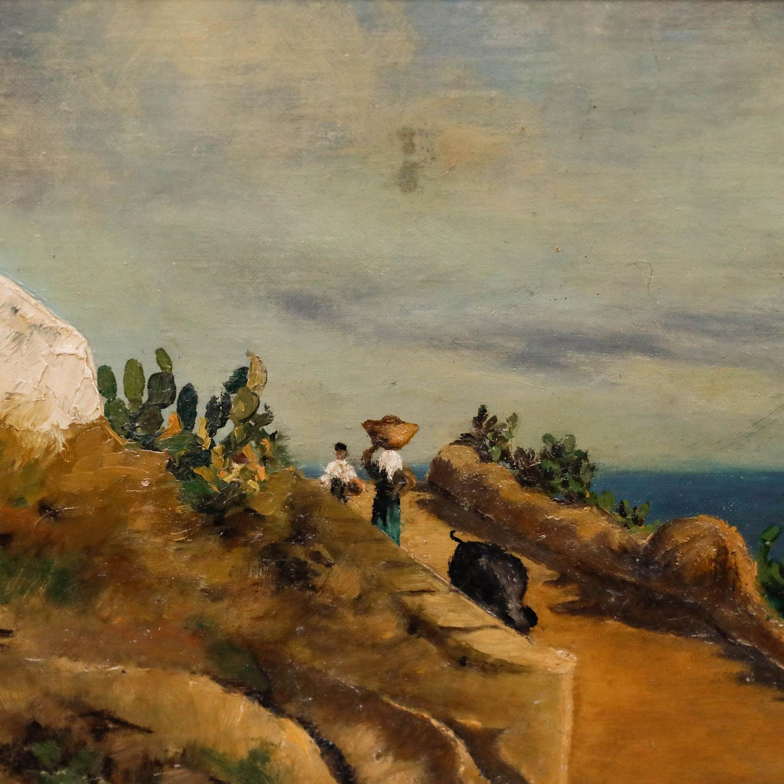 Framed Early 20th Century Oil Portuguese Coastline photo buy