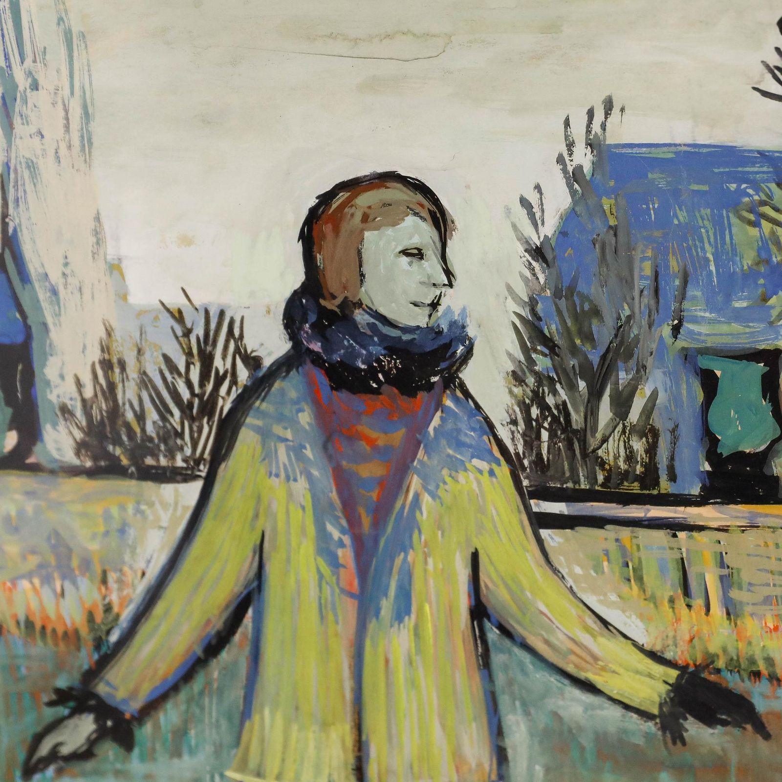 Jan Hofland (B.1937) Framed 20th Century Gouache, Park Games photo Art