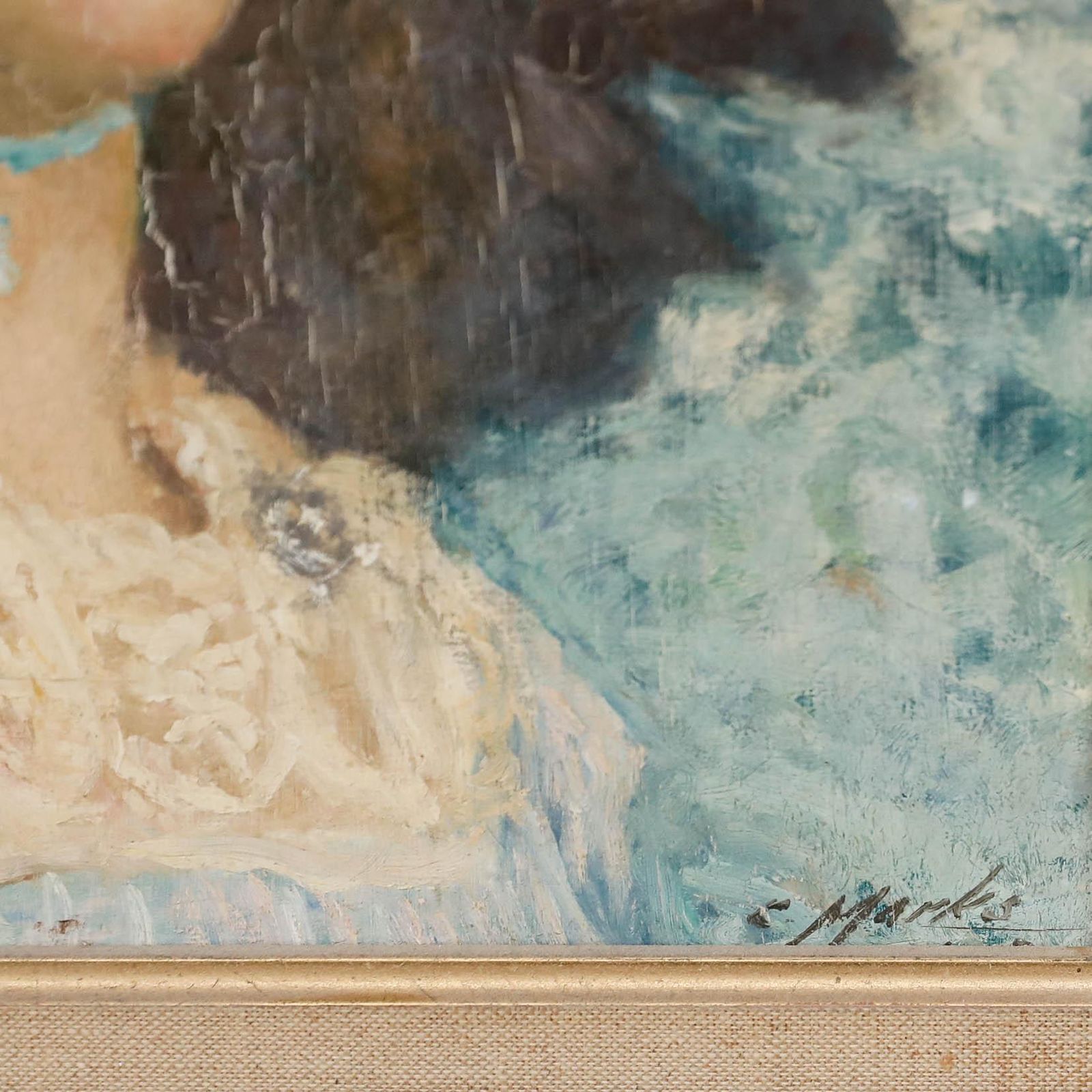 Claude Marks (Act. 1899 1915) Early 20th Century Oil, Portrait By The Cliffs photo vinterior
