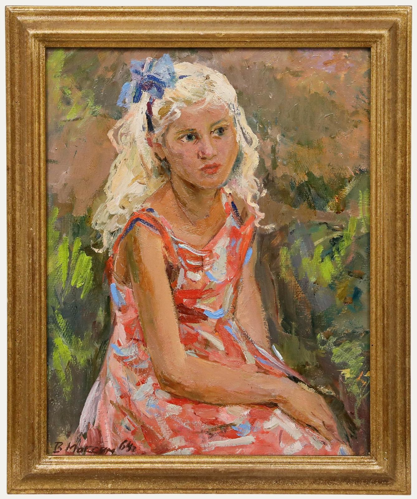 Vera Maksimoushkina (1923 1997) Framed Oil, Girl In The Floral Dress