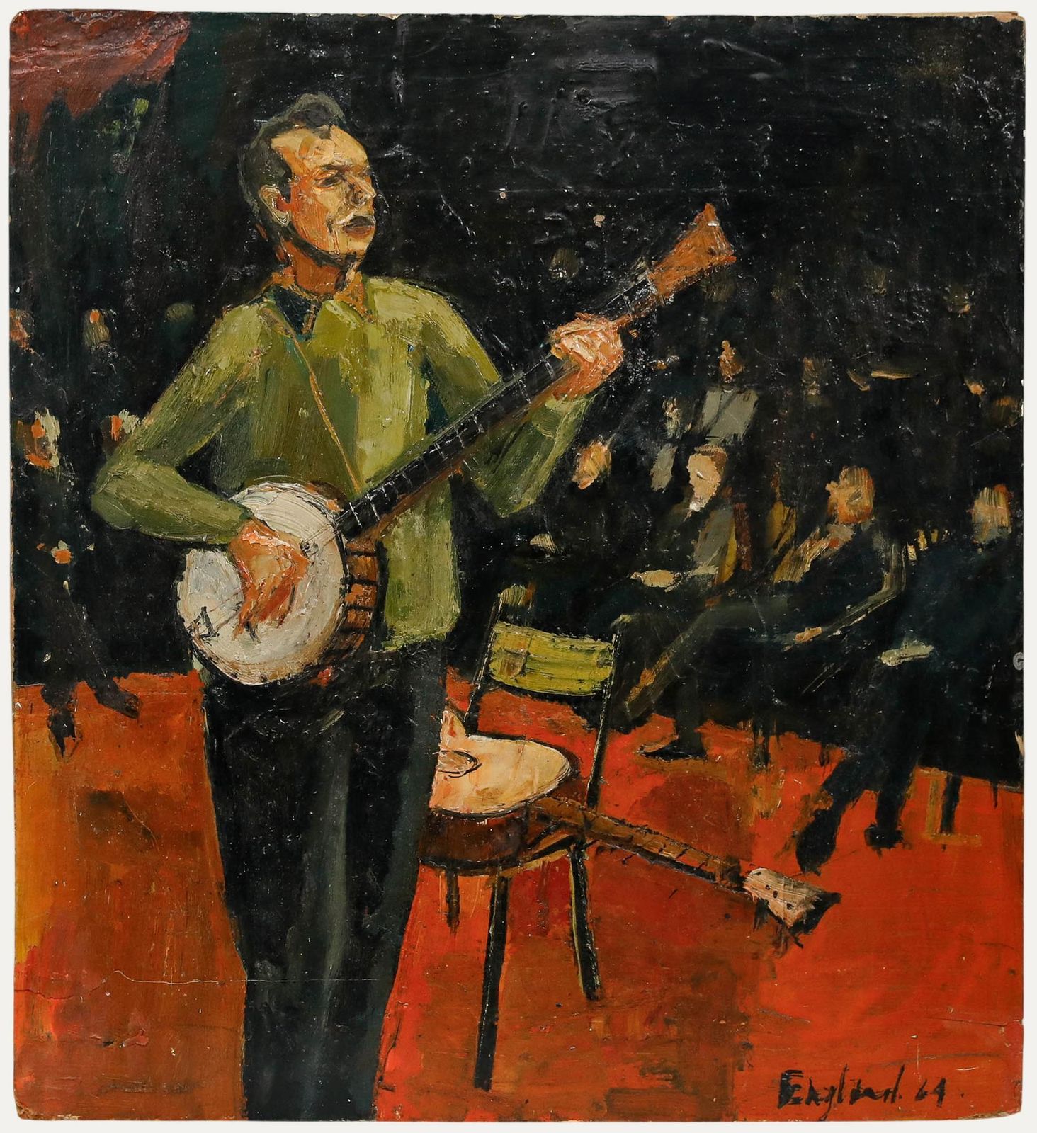 Frederick England (B.1939) Oil, Pete Seegar At The Royal Albert Hall