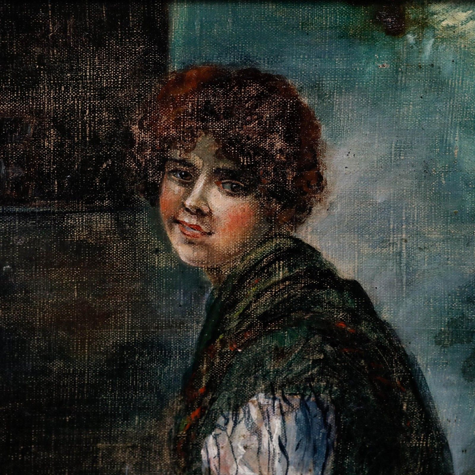 After Franz Wobring (1862 1939) Framed Early 20th Century Oil, Knitting photo 250.0