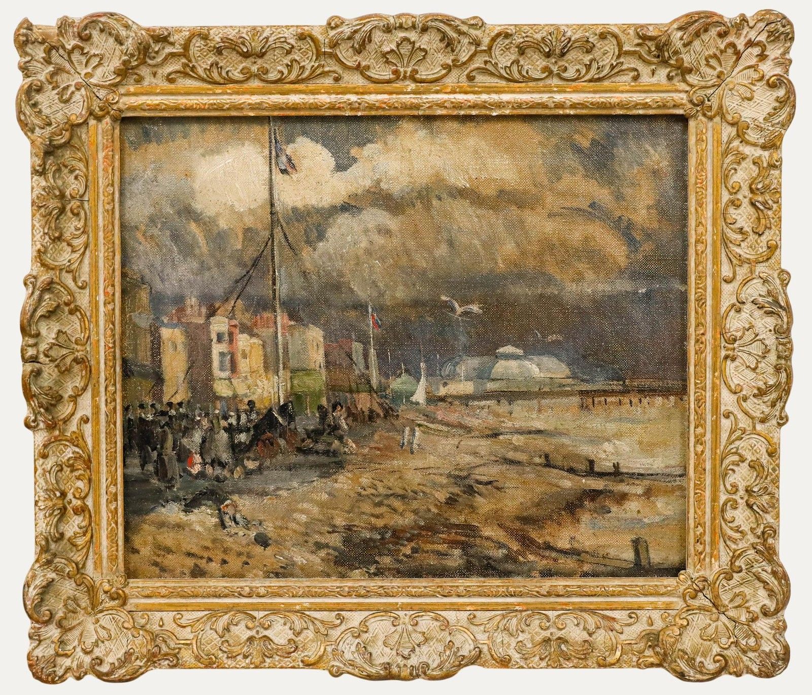 Early 20th Century Oil The Promenade