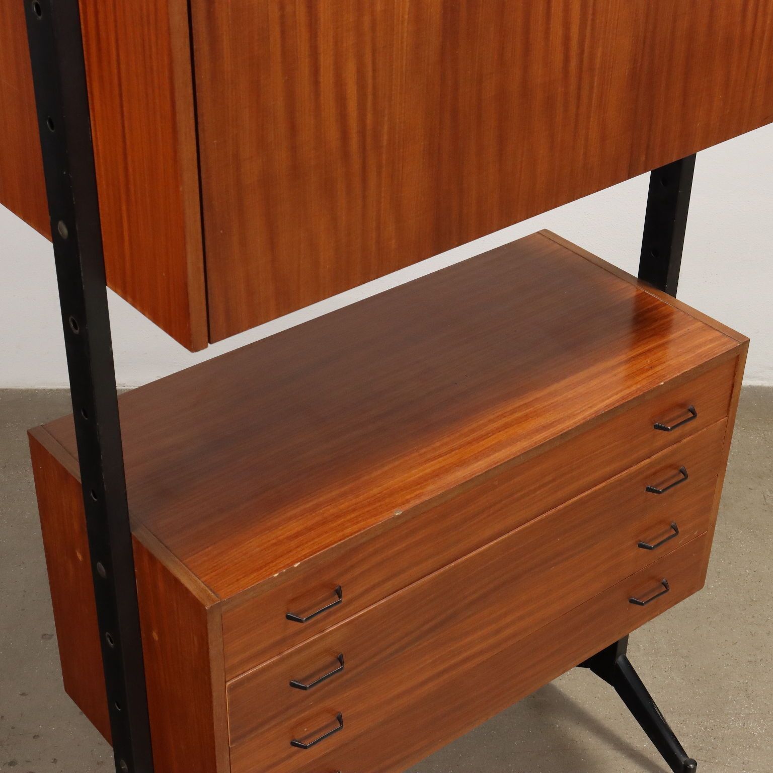 Furniture Vintage 1950s 60s Bookcase Mahogany Italy photo