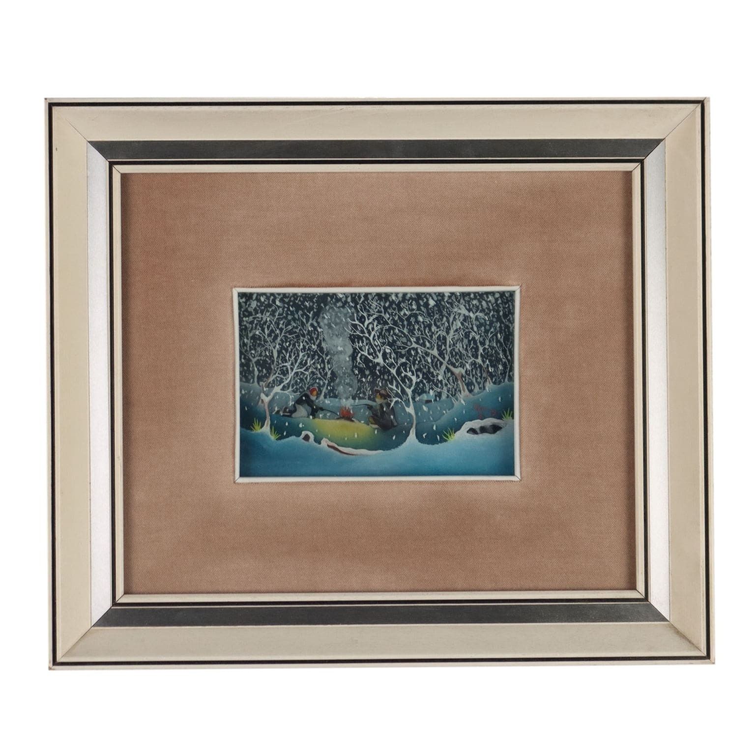 Contemporary Naif Painting M. Previ Oil On Glass 1979