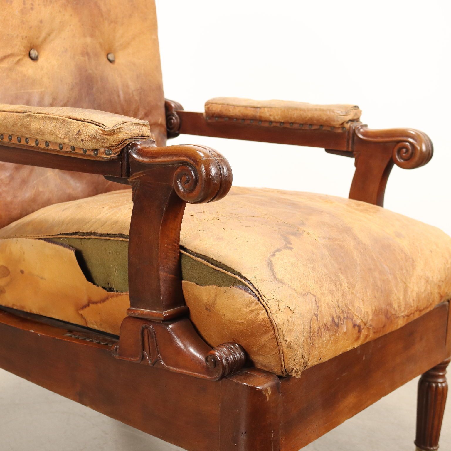 Antique Reclining Chair Louis Philippe Walnut Italy XIX Century photo buy