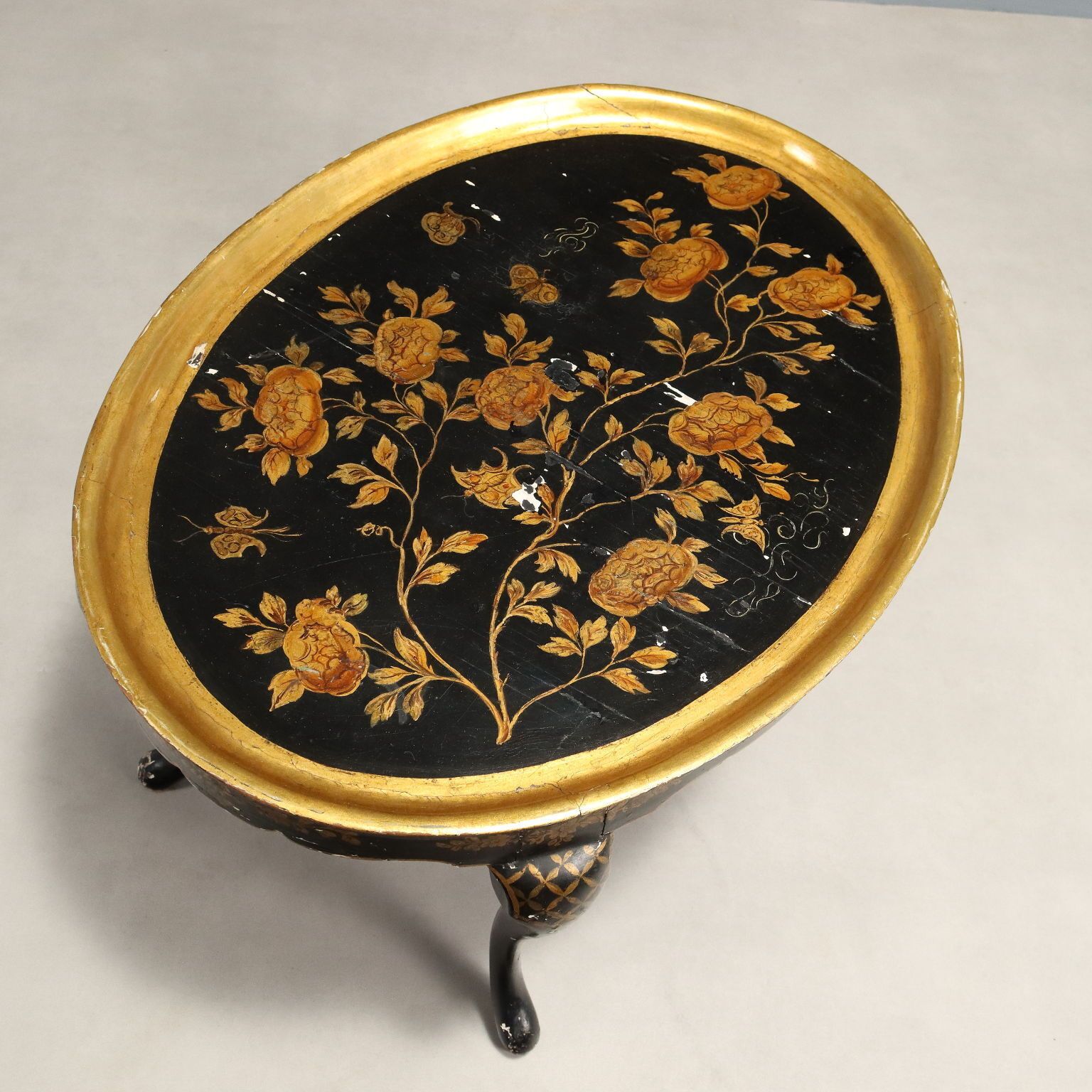 Antique Coffee Table Lacquered Painted Wood Italy XX Century photo Furniture