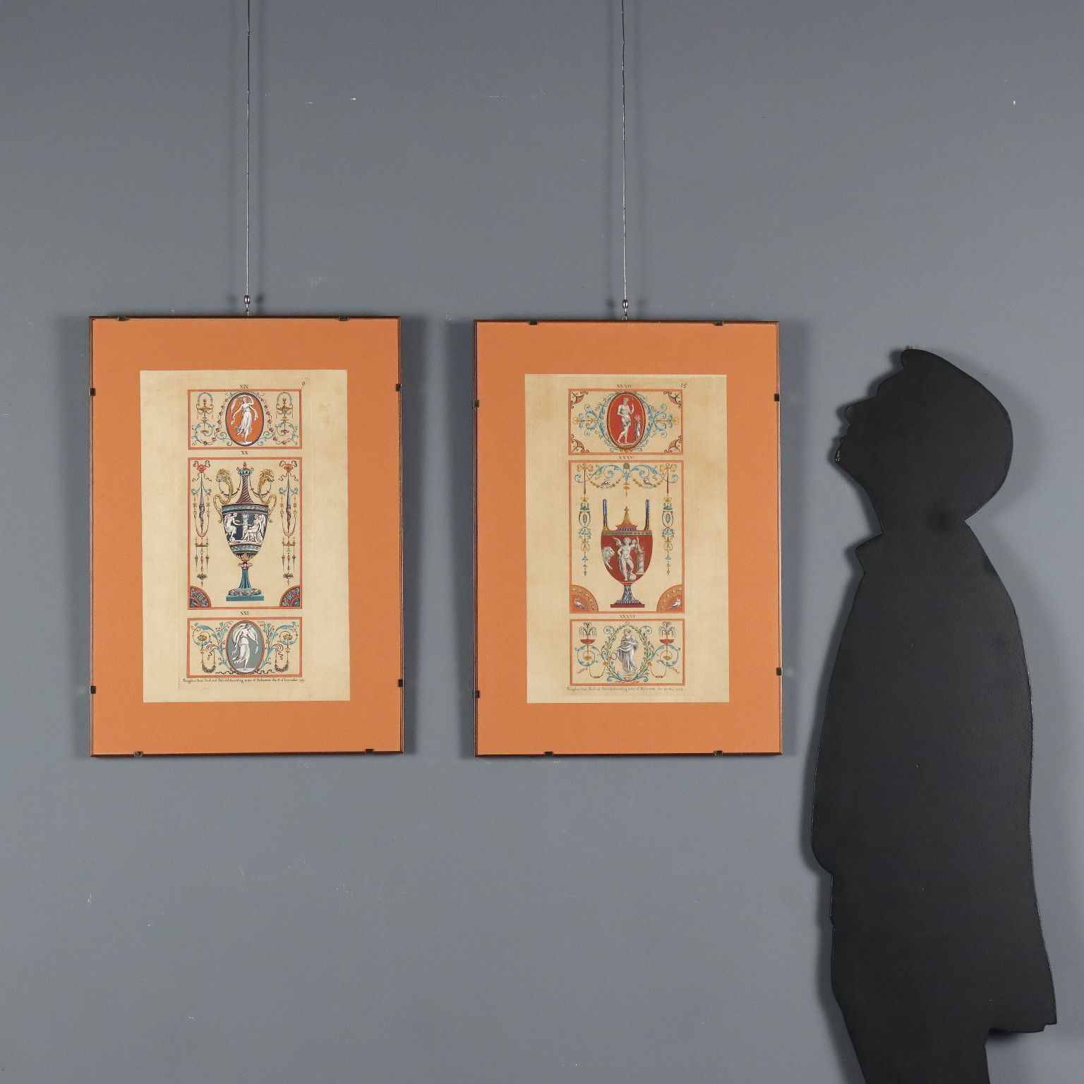 Antieke etsen, gesigneerd Michelangelo Pergolesi, vazen, 18e eeuw photo furniture
