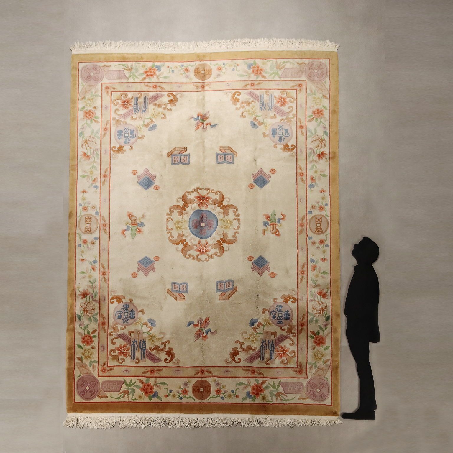 Antique Beijing Carpet Cotton Wool Heavy Knot 150 X 108 In photo furniture