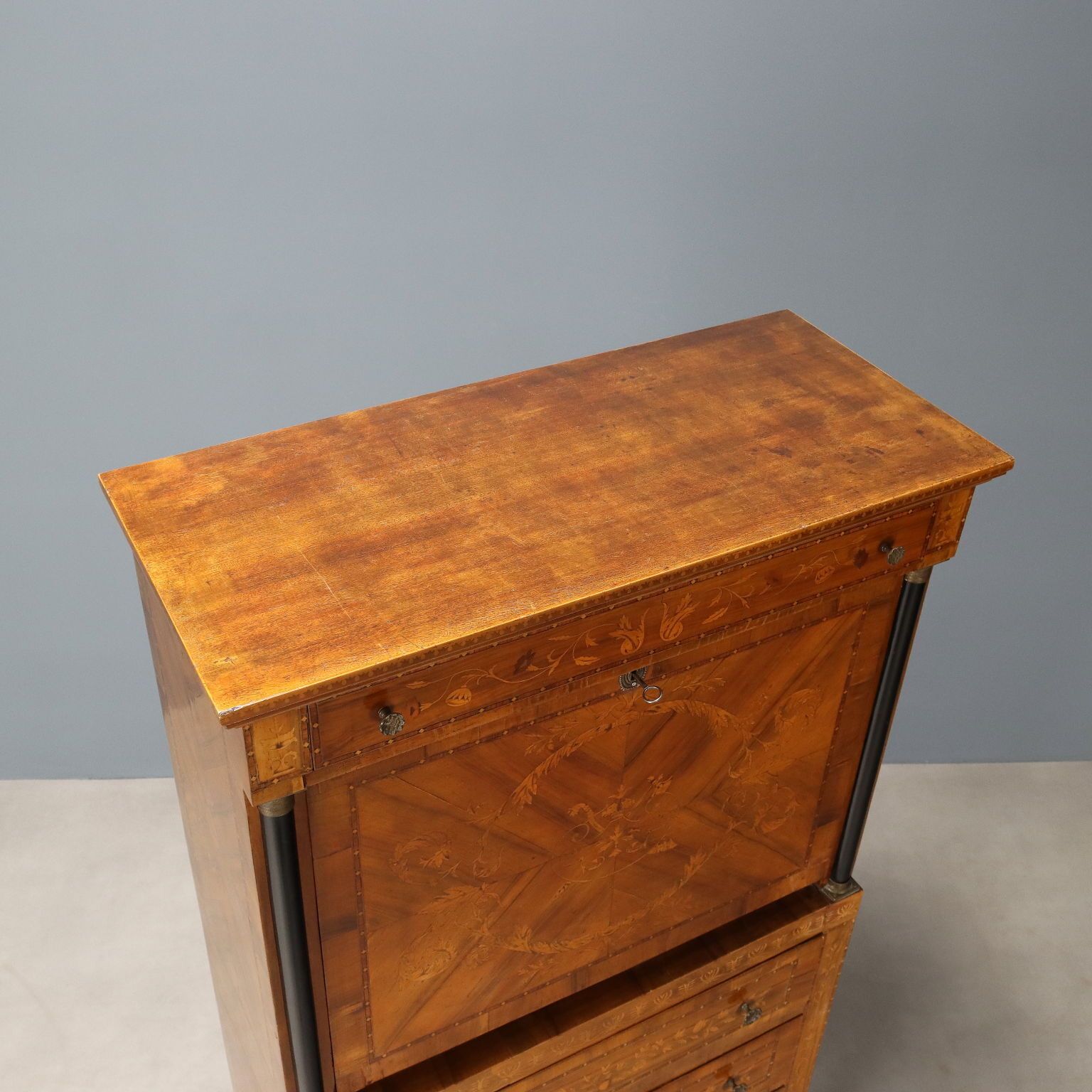 1000.0 Antique Empire Style Walnut Veneer Secretary – Italy, 20th Century photo