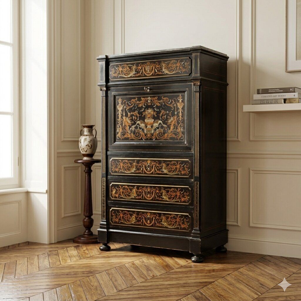 Antique Secretraire Mahogany Drawers Italy XIX Century photo furniture