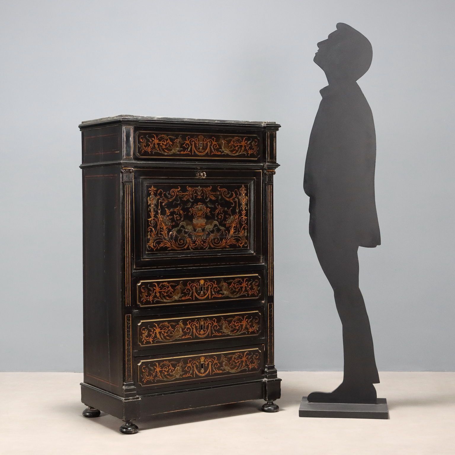 Antique Secretraire Mahogany Drawers Italy XIX Century photo for sale