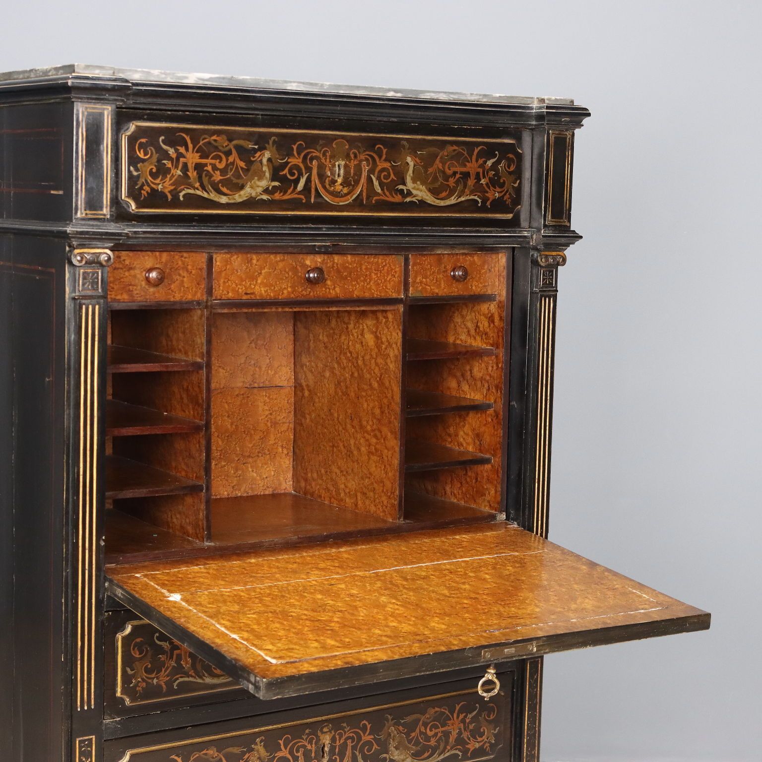Antique Secretraire Mahogany Drawers Italy XIX Century photo Furniture
