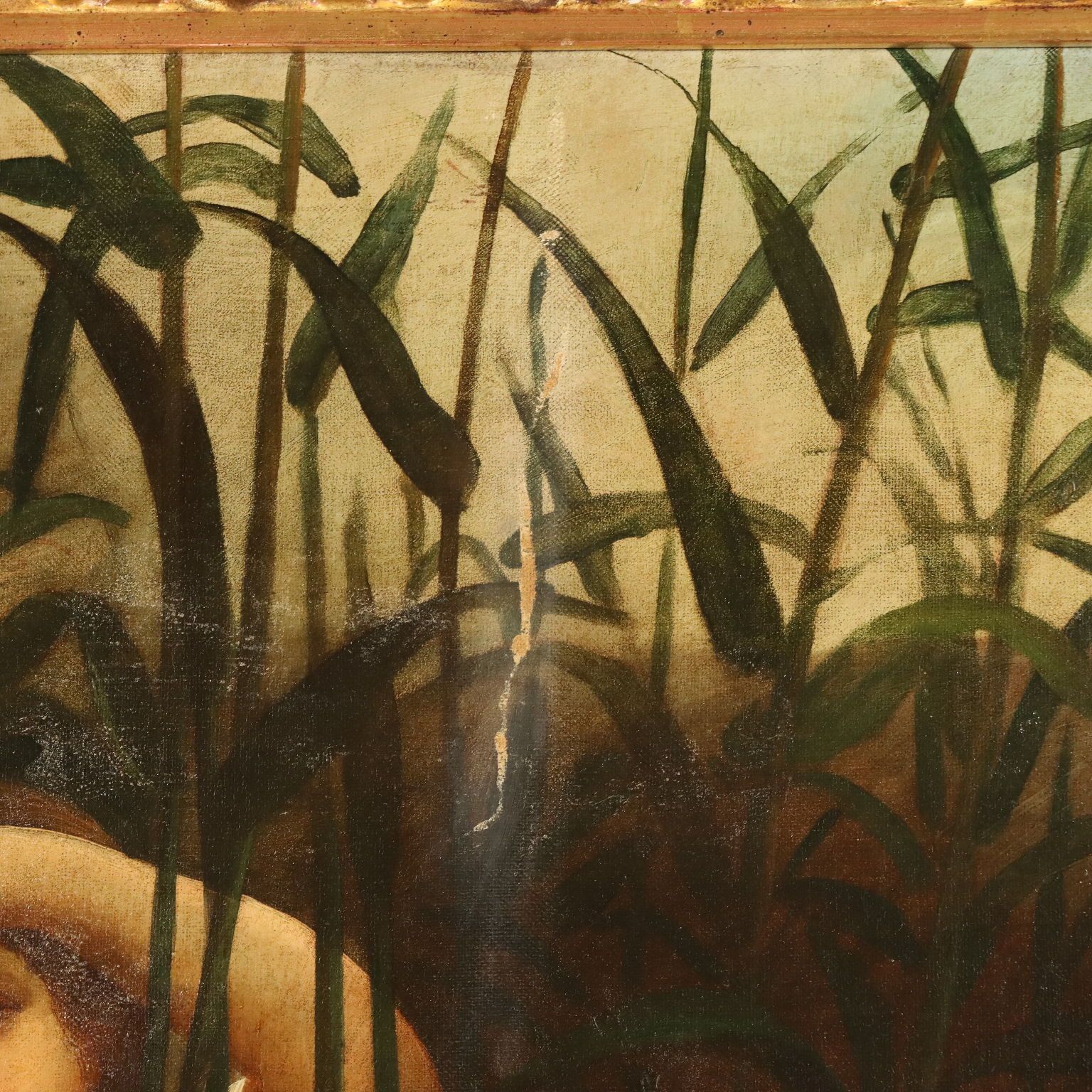 Antique Painting Moses Entrusted To The Waters Of The Nile XX Century photo vinterior