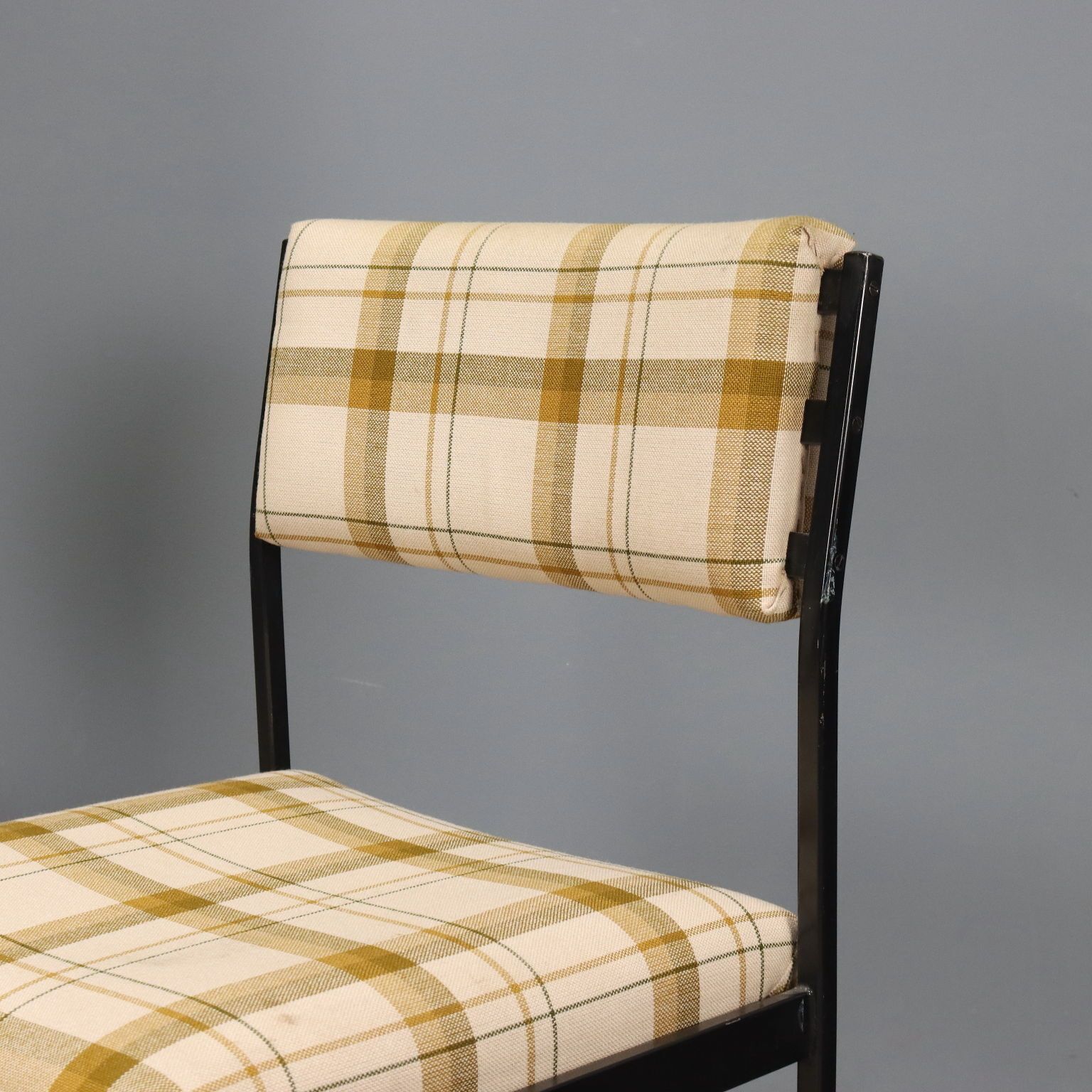 Chaises vintage en métal émaillé et tissu, design italien, années 1960 photo 140.0