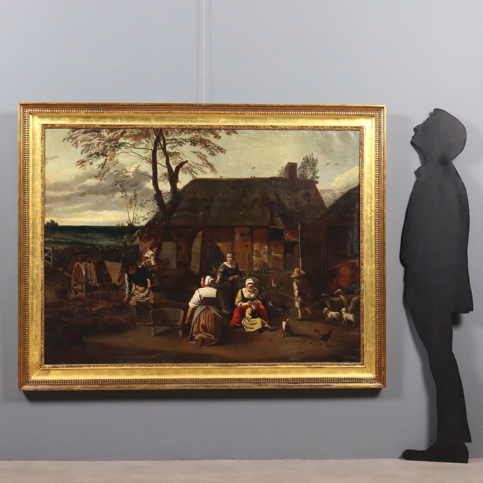 Antique Painting Country Scene Oil On Canvas Northern Europe '800 photo furniture