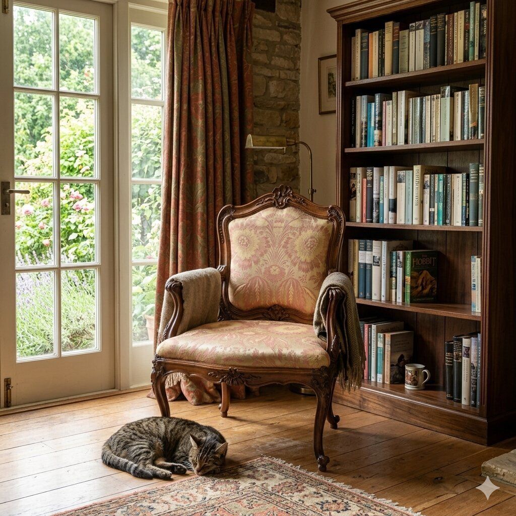 Fauteuil baroque en noyer et tissu, Gênes, XVIIIe siècle photo furniture