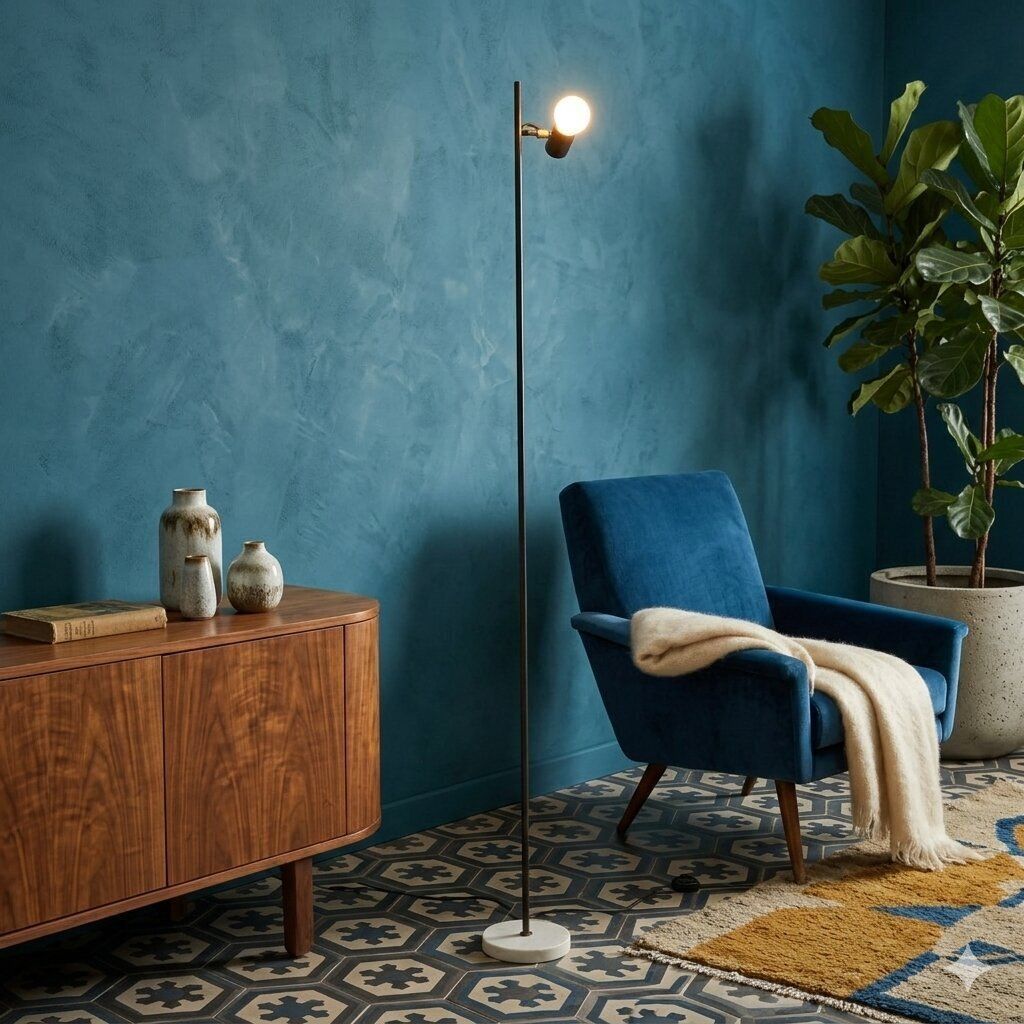 Vintage Floor Lamp Aluminium Metal Design Italy 1960s photo furniture