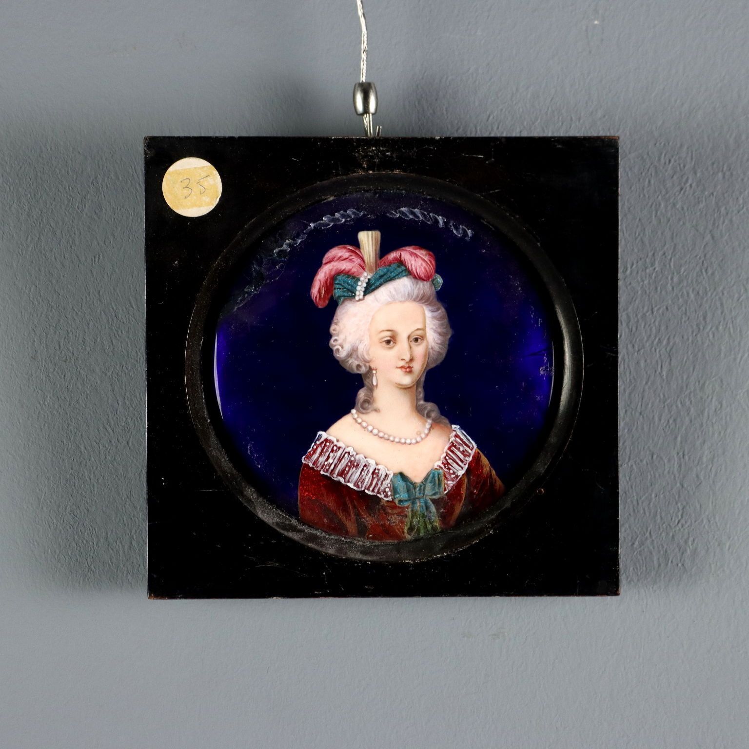 Antique Painting Portrait Of A Noblewoman Limoges Enamels '800